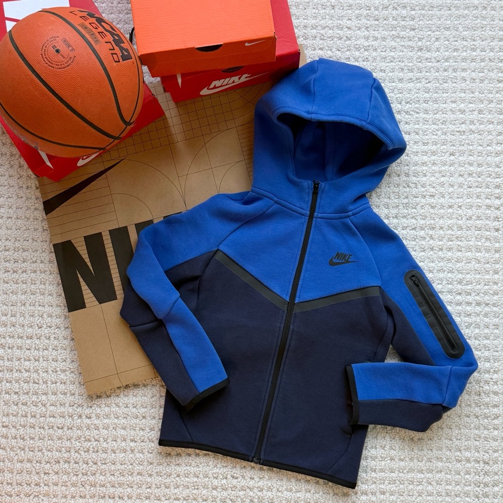 Bundle: Kids Nike Tech Blue Zip-Up Hoodies - Grey & Royal/Navy - Picture 2 of 8